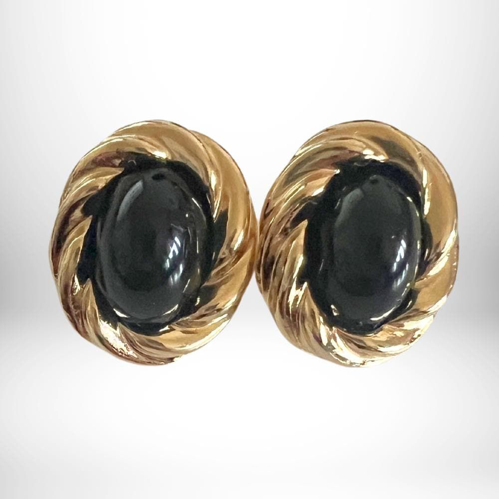 Rare 1984 Kenneth Jay Lane Signed Color Attraction Earrings 9ct. Gold- NIB